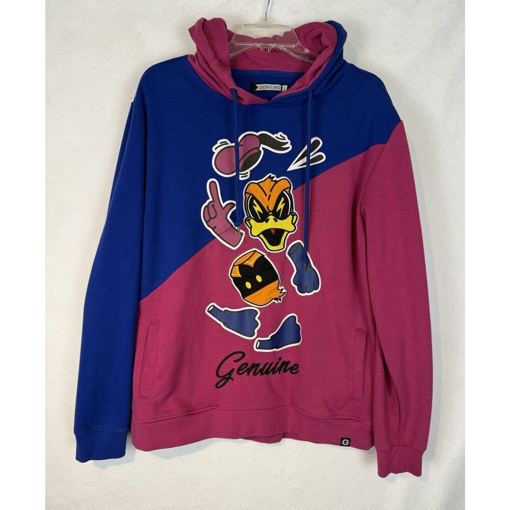 Donald Duck Paperinik Genuine Hoodie Sweatshirt Pullover Blue Pink Large